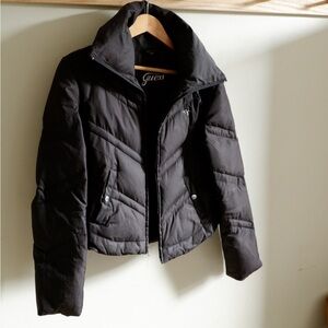 GUESS Black Cropped Chevron Jacket